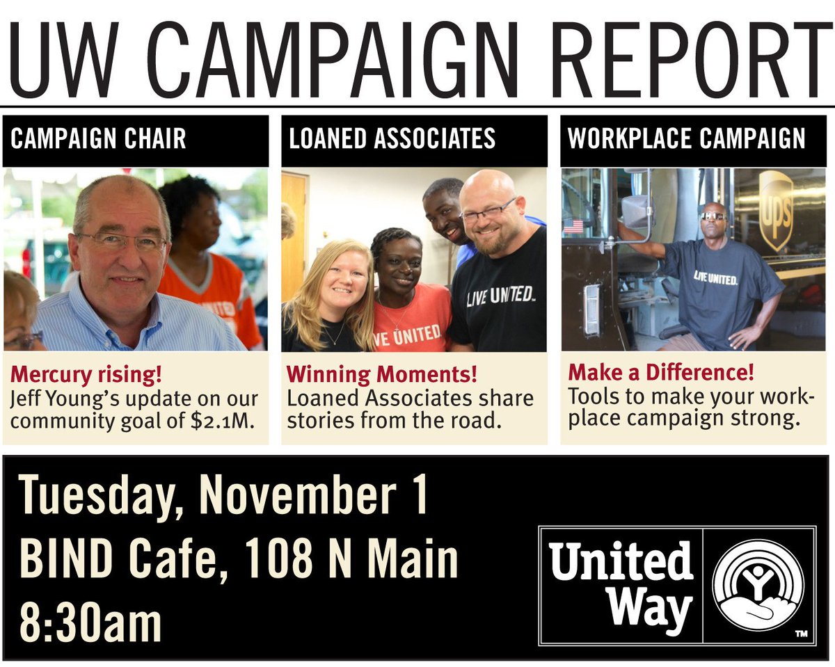 unitedwayhoco's tweet photo. UW Campaign Report Breakfast starts in 1 hour! Hope you can make it! Join us at @BeyondBordersLL #BindCafe 8:30am! https://t.co/jALCEBbMtH