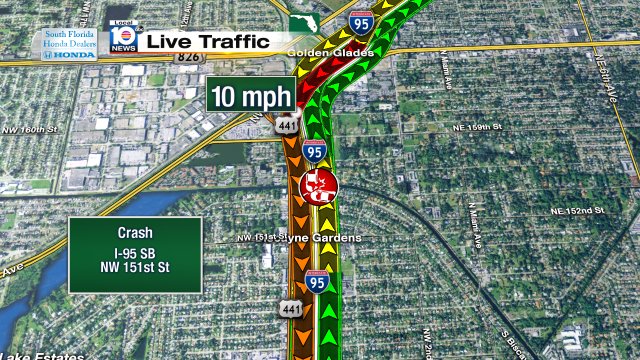 Crash on I-95 SB at NW 151st St #traffic https://t.co/IKm6el8tPW