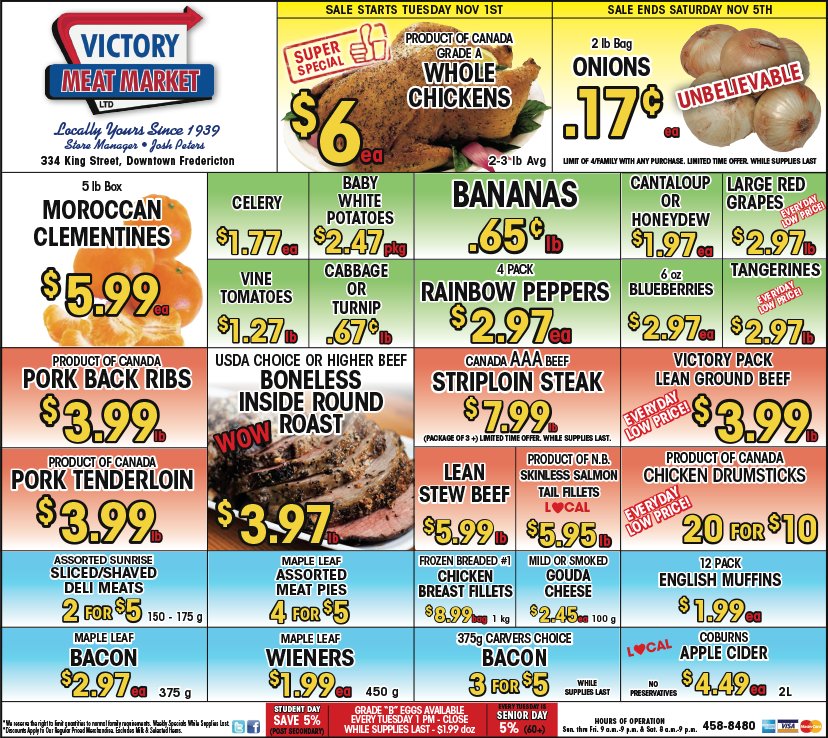 This week's flyer! Sale is on Tuesday, November 1st till closing on Saturday, November 5th.