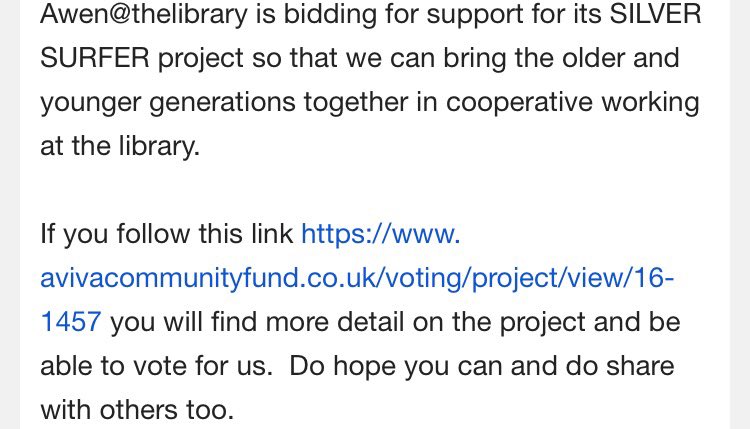 AWENTheLibrary's tweet image. Please share and vote!!!!!! avivacommunityfund.co.uk/voting/project…