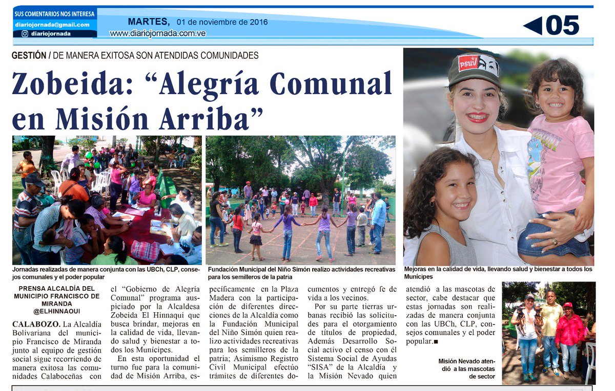 alcaldiabmfm's tweet photo. #FelizMartes #1Nov Zobeida @elhinnaoui : "Alegría Comunal en Misión Arriba" #GobiernoEnLaCalle junto al Pueblo @NicolasMaduro @dcabellor https://t.co/ThBCcRnMVP