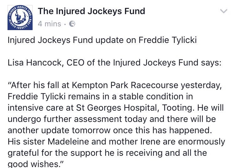 BetVictorRacing's tweet photo. Good news from @IJF_official about Freddie Tylicki; https://t.co/6G38jyisB7 #GetWellSoonFred https://t.co/WrMNC7NeNs