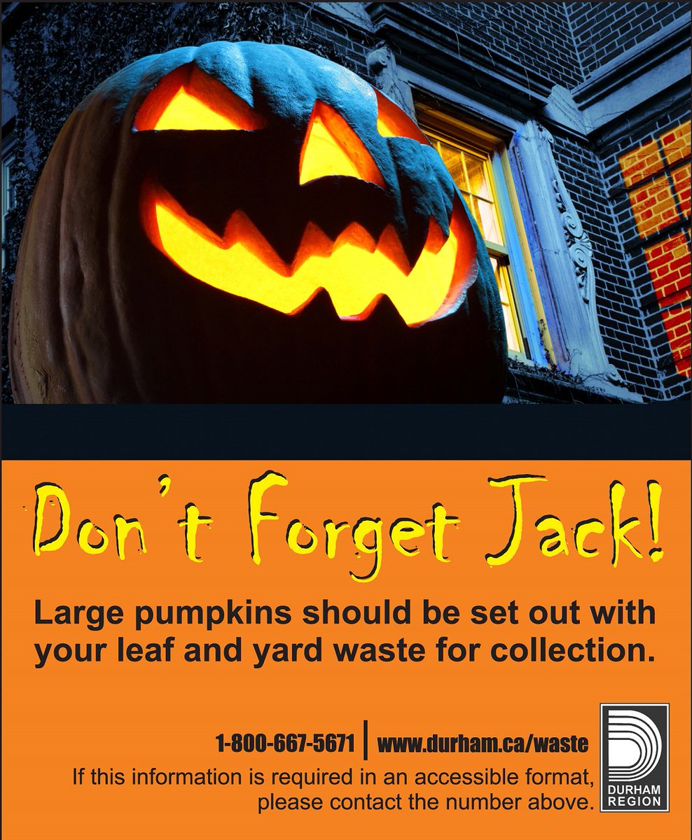 RegionofDurham's tweet image. Unsure of where pumpkins should go after Halloween? Here&apos;s how to properly dispose of them in #DurhamRegion.