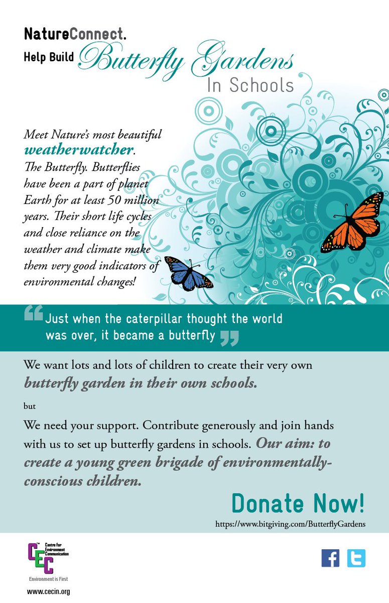 cecinorg's tweet photo. #ButterflyGardens: Support us in setting up butterfly gardens across Delhi-NCR schools. Donate now: https://t.co/VbhLDW5PZT https://t.co/dhnftRaN09