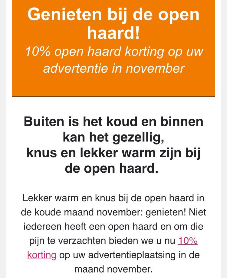 Gelukkig wordt de pijn van het niet hebben van een open haard nu verzacht door 10% korting. Bedankt.