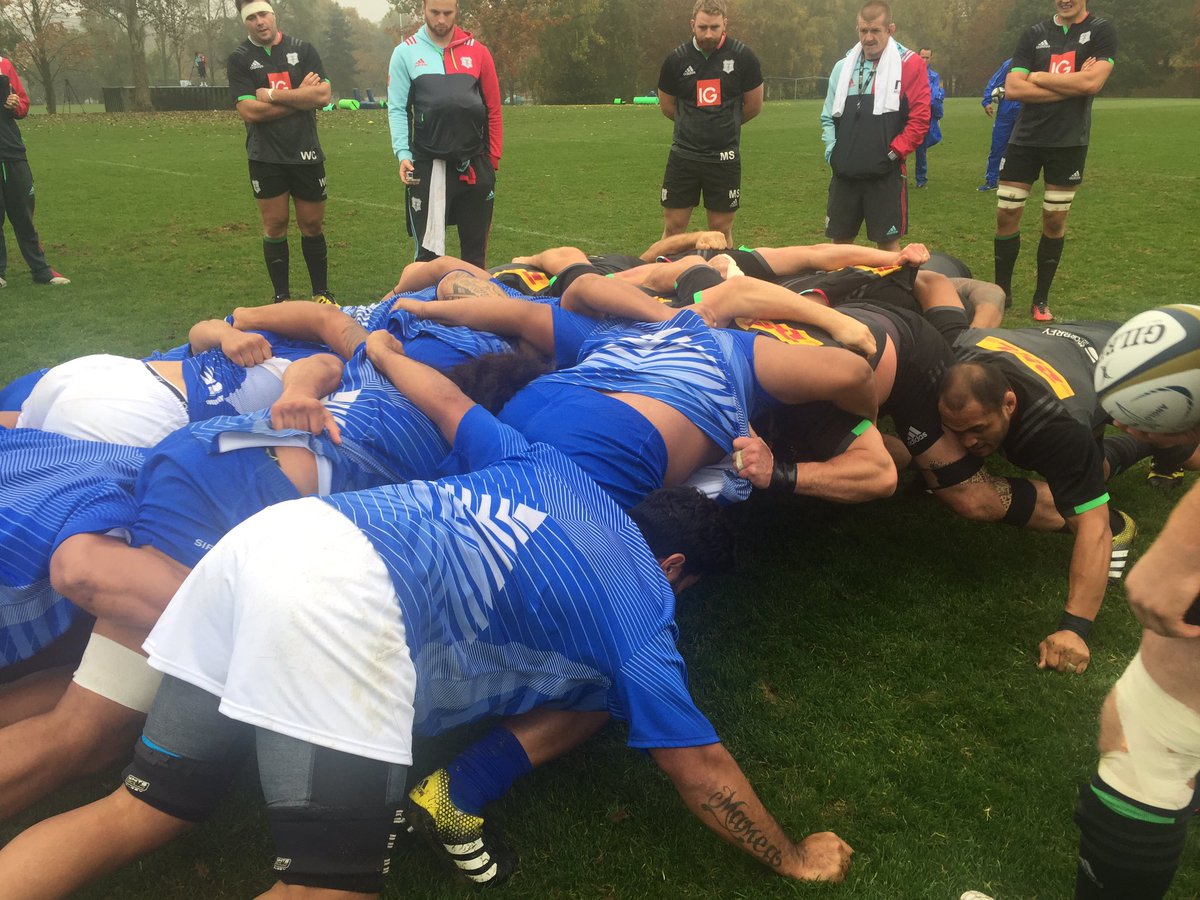 Awesome first live scrum session today , great to go head to head vs Harlequins