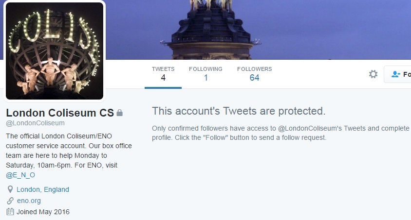 inter_mezzo's tweet image. Whoever runs a 'customer service' account that protects its tweets from its customers?
Congratulations, ENO.