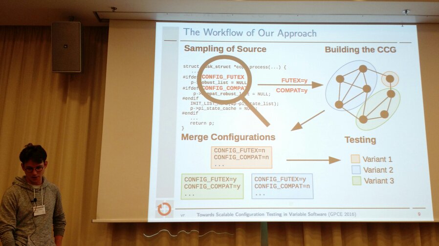 leopoldomt's tweet photo. .@vlntnrthbrg scales configuration testing of variable software turning it into a graph problem in the Troll tool. #gpce16 #splash16 https://t.co/alXaU9aiMP