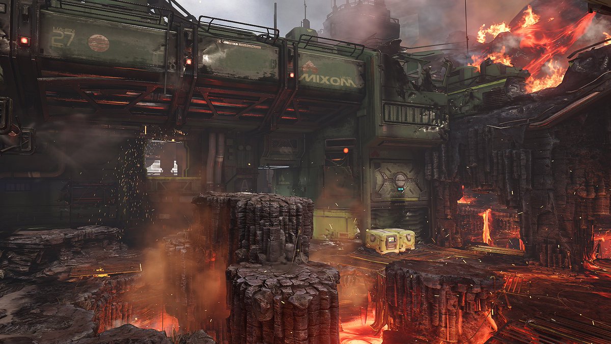 DOOM's tweet photo. Molten’s volcanic temples surround you in the new #DOOM multiplayer map from the #HellFollowed DLC. https://t.co/3qqdYwx9vR https://t.co/P7fwnNiJW2