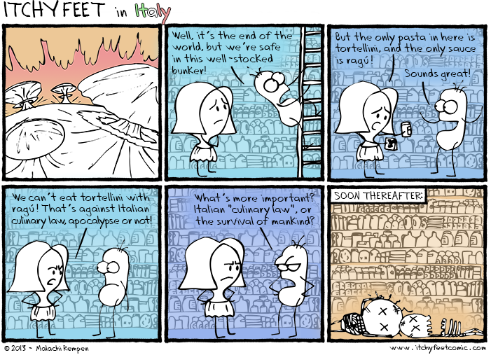 Kevin_Morehouse's tweet photo. When eating in Italy, there are some unspoken rules that one must follow..or else. 

Just ask @ItchyFeetComic! https://t.co/pKd1FzxytC