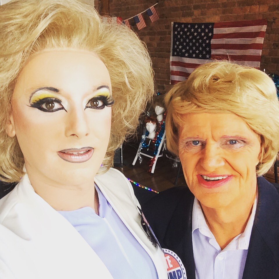 Me and <a href="/MadameAries/">Madame Aries</a> as #Hillary &amp; #Donald 

#PresidentialElection 🇺🇸
