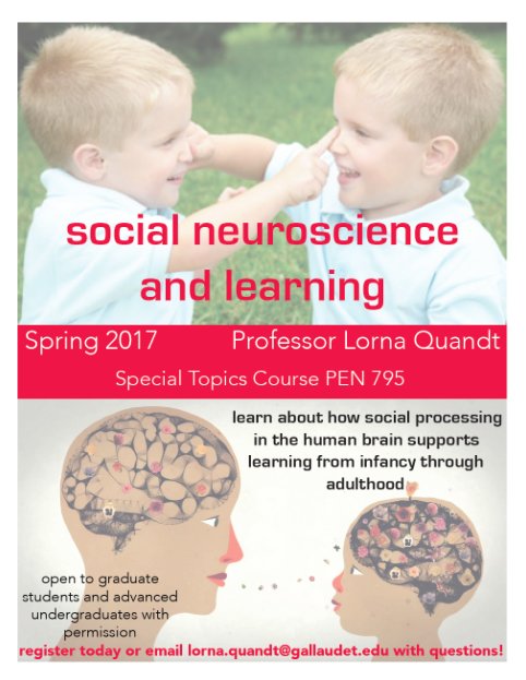 GallaudetU's tweet photo. Social Neuroscience and Learning course now offered for spring 2017!  https://t.co/BpPT3p6VKc https://t.co/pNM51gkGtA