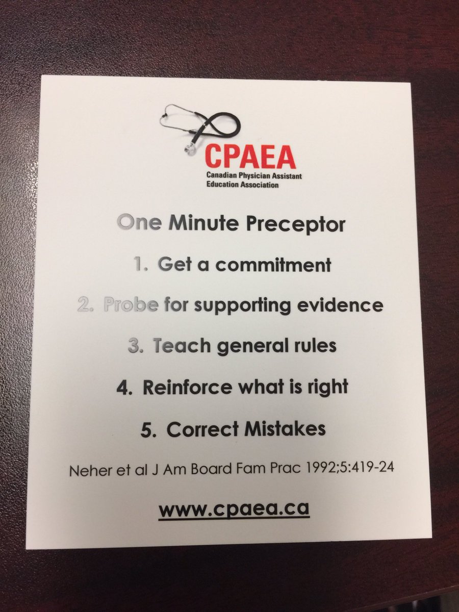 CanadianPA's tweet photo. From CPAEA: Quick guide for Clinical Preceptors and medical learners #meded #CAPA2016 #PhysicianAssistants #PAstudents via @BaitjonesI https://t.co/7cly7puHxz