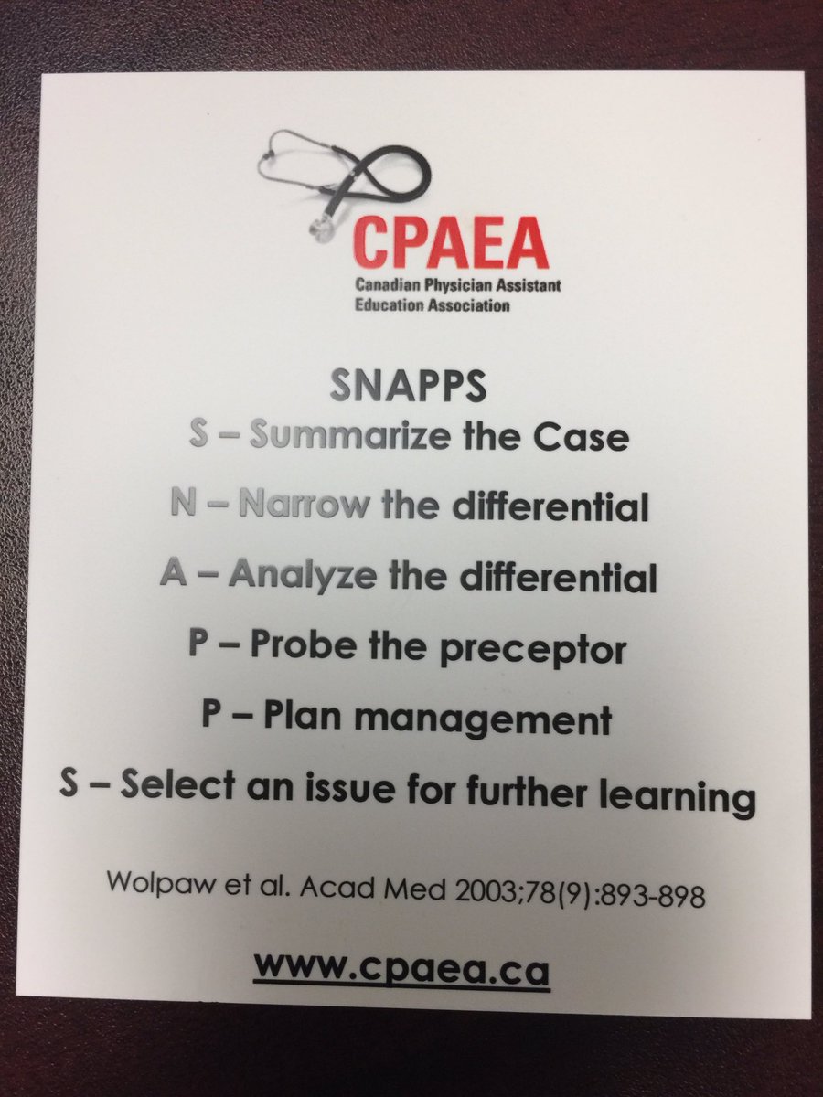 CanadianPA's tweet photo. From CPAEA: Quick guide for Clinical Preceptors and medical learners #meded #CAPA2016 #PhysicianAssistants #PAstudents via @BaitjonesI https://t.co/7cly7puHxz