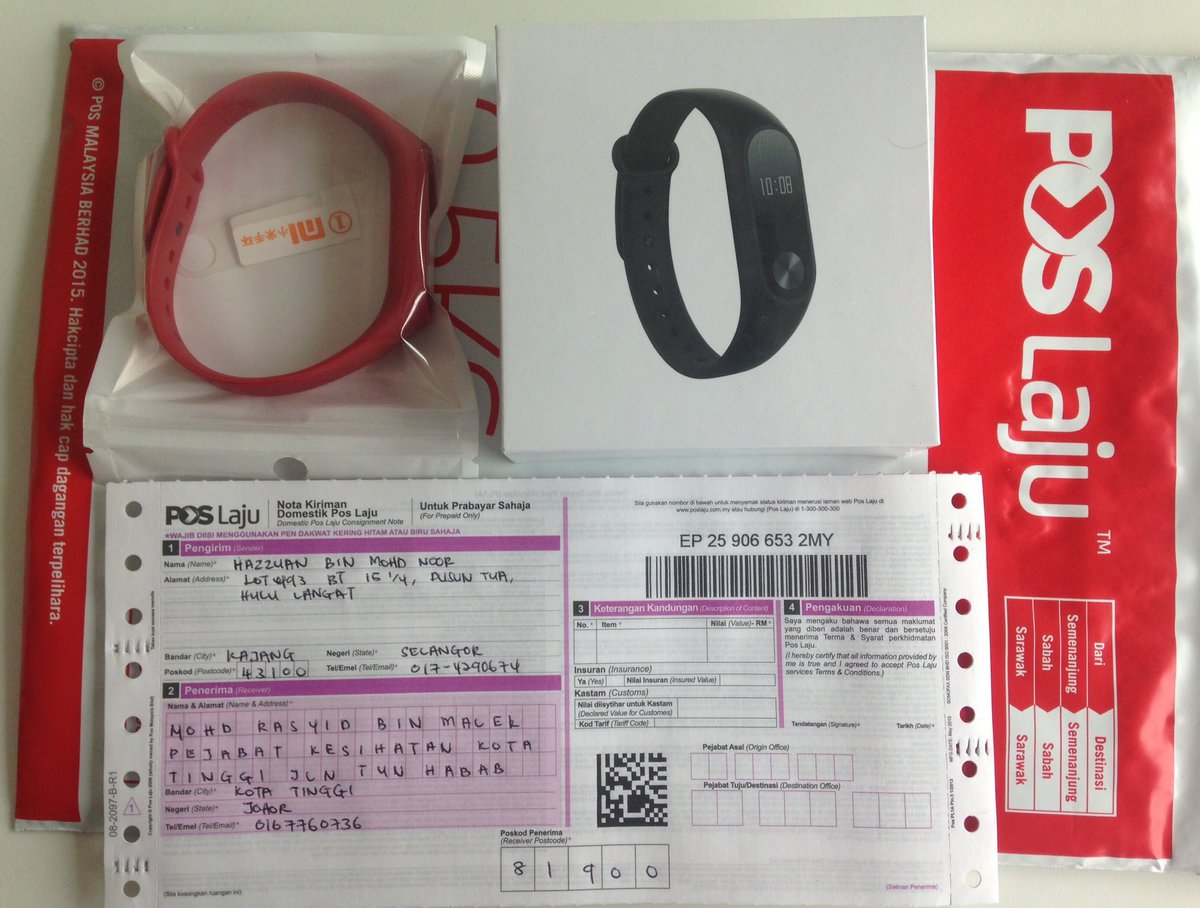 Techy_Tracker's tweet image. POS LAJU tracking number untuk rujukan customer:
.
Terima Kasih membeli Mi-Band 2 di Techy Tracker ✌🏻️