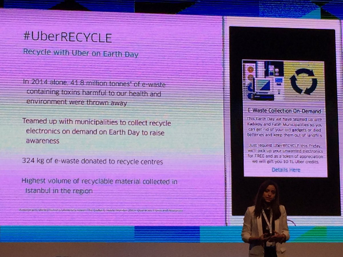 dsouthgate's tweet photo. Innovative and eco-friendly marketing from Uber in Turkey, recyclables on demand. Damla Kilicarslan #uberrecycle #mmaf2016 https://t.co/nnvO3Sfc2w