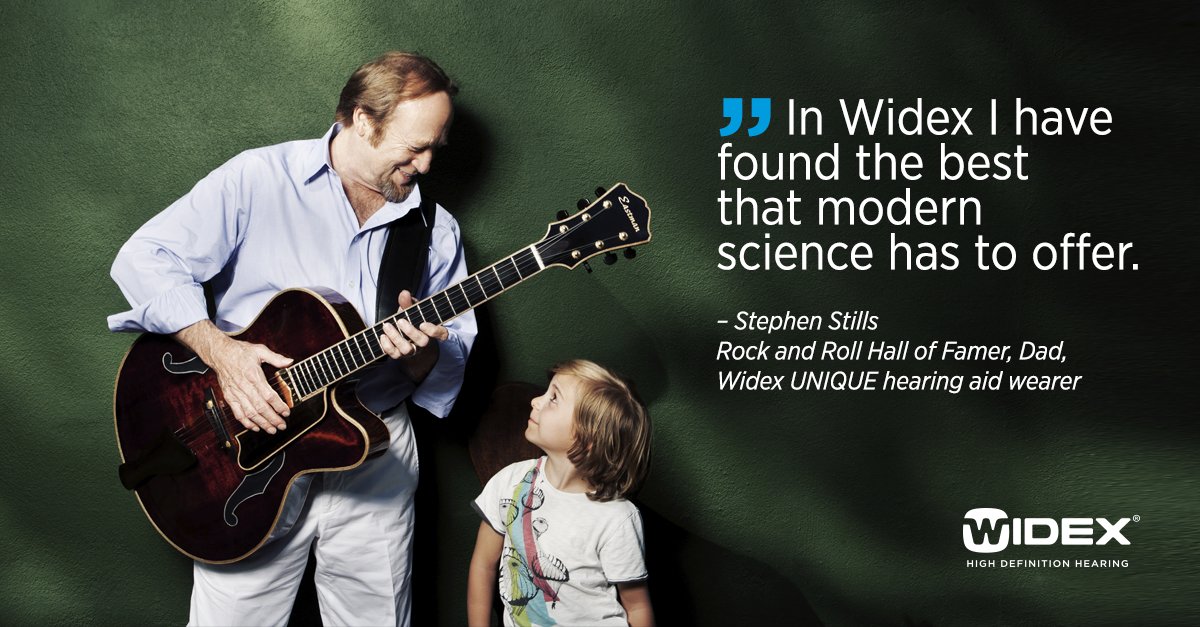 widex's tweet photo. Rock and Roll Hall of Famer Stephen Stills of @CSNofficial relies on @widex for great sound.  https://t.co/mf2tG4dlXt https://t.co/10bFGEuMGE