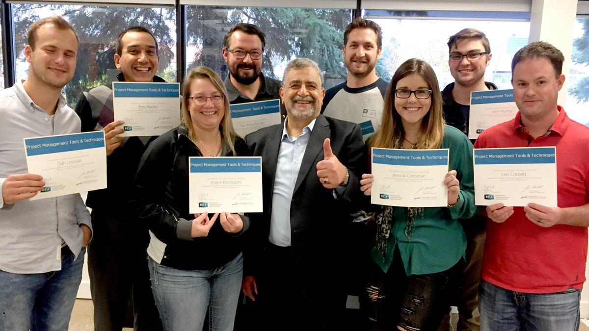 ECAbuildsYEG's tweet photo. Congrats to Project Management Tools &amp; Techniques grads &amp; thanks Dr. Sami Fahmy @BeaconGlass @EmceeConst @johnston_builds @OverheadDoorYEG https://t.co/9r7dUQqvjX