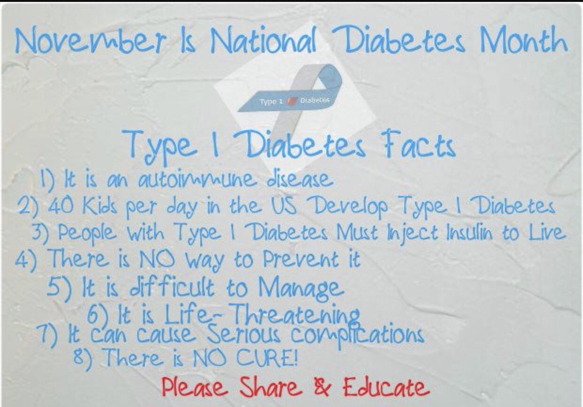 julia226's tweet photo. #educate #share #November2016 #CreateAwareness #Type1NONE #type1strong ##type1mom #turnblue #awarenessmonth https://t.co/5T9xFAUGbh