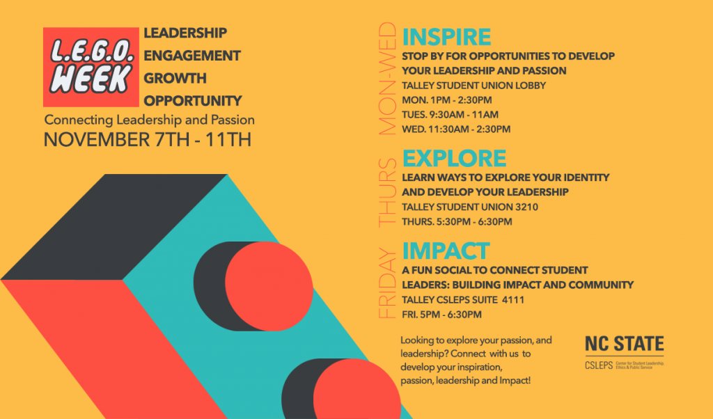 Next week is L.E.G.O. Week! Hosted by @CSLEPS. Look below for dates, times, and locations.