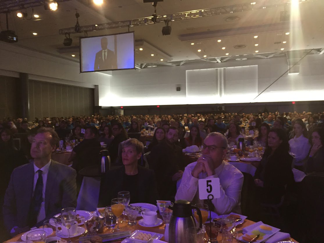 PaulLeBlanc's tweet photo. This morning 1000 people heard @RiazMeghji teach that every conversation counts. I was convinced! Great to have him with us. #VTAGala2016 https://t.co/X4XjNtJzaU