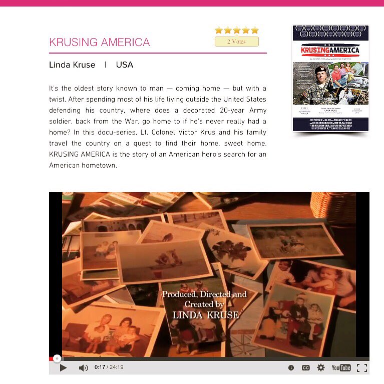 Pls Vote for 58x Award-Winning <a href="/krusingamerica/">Krusing America</a> festigious.com/krusingamerica #Festigious16 #BestInspirational <a href="/Lindamkruse/">Linda Kruse</a> <a href="/AtticusProd/">Atticus Productions</a> #indiefilm