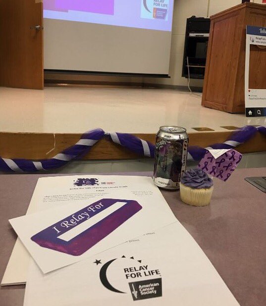 THSR4L's tweet photo. Kick off has started!! We have a Packed house! Follow the purple brick road to a CURE! Thanks Mrs.Adams! Join us!  #THSR4L17  @THSPatriots https://t.co/ALycAyzwcj