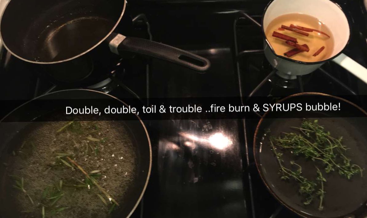 NovakD's tweet photo. Syrups on syrups on syrups..cocktail creation! #syrup #cocktail #mix https://t.co/hUaWoiAXrd