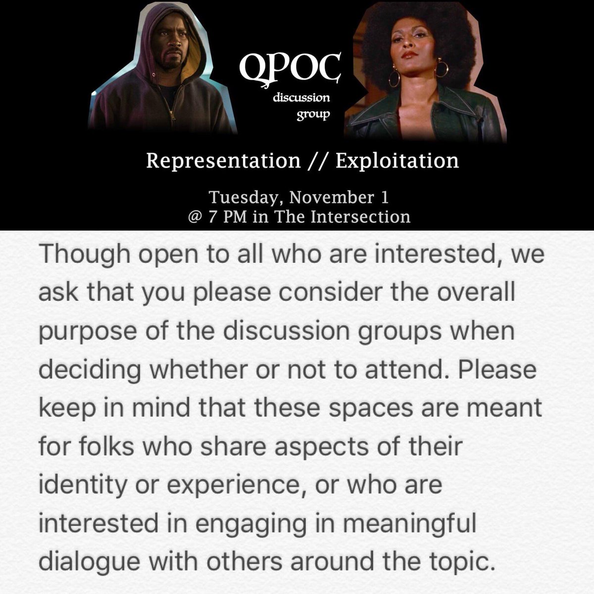 Exploitation, erasure, excellence. QPOC Tonight!! 🏳️‍🌈💁🏽‍♂️💁🏽💁🏾‍♂️💁🏾💁🏿‍♂️💁🏿🏳️‍🌈
