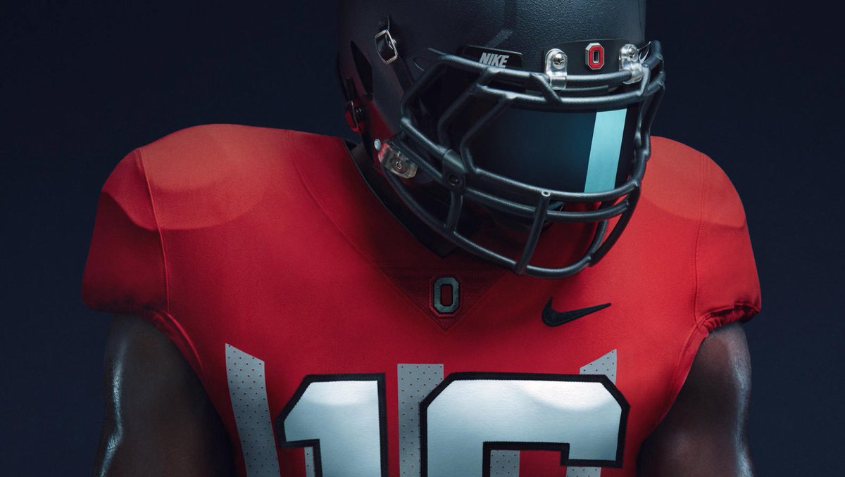 darrenrovell's tweet image. FIRST LOOK: Ohio State Nike uniforms, commemorating 100th anniversary of undefeated 1916 team, to be worn vs Nebraska this week