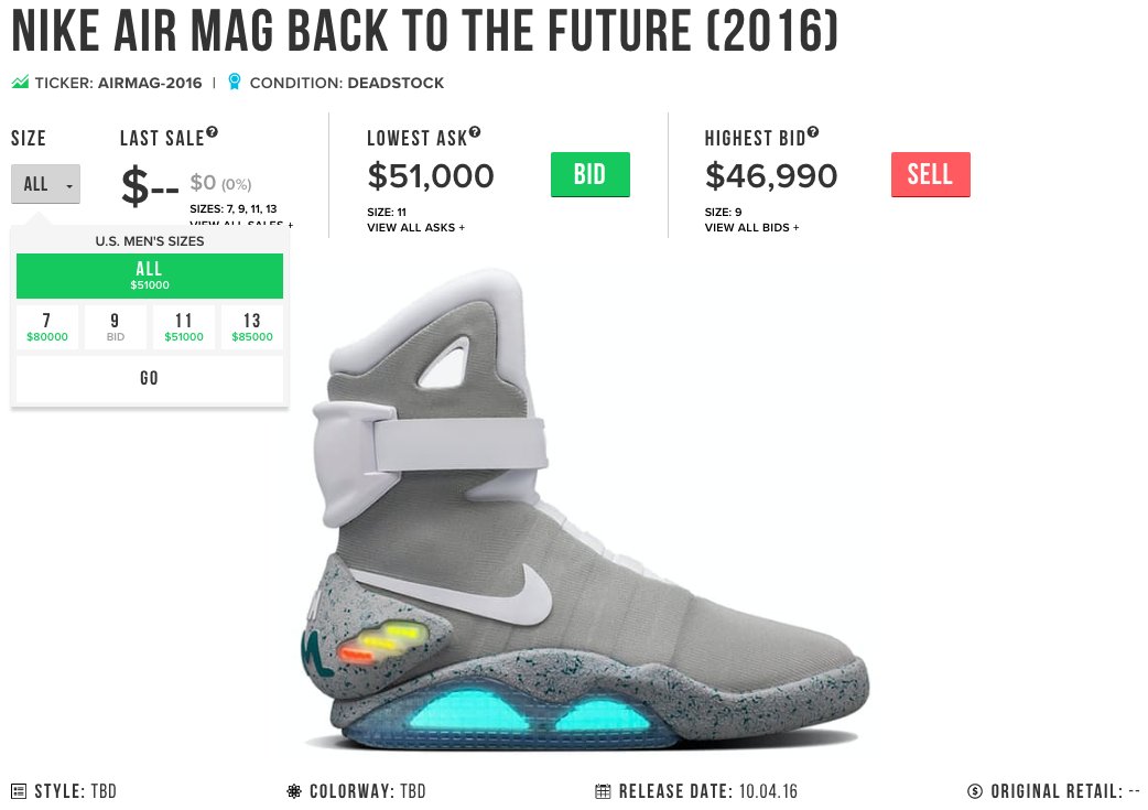 nike air mag stockx