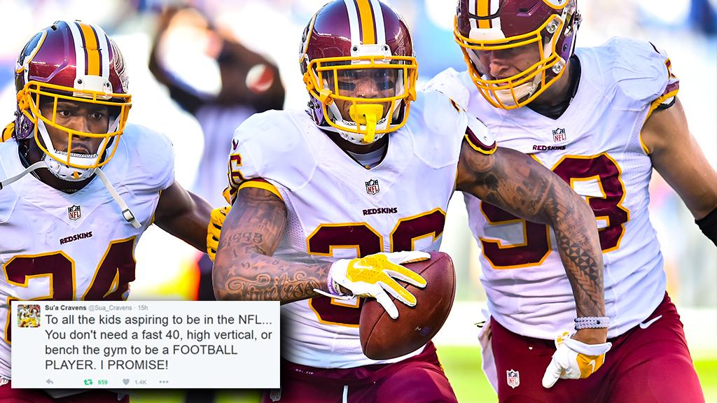 Commanders's tweet photo. Words of wisdom for those looking to make it in the league from @sua_cravens. #HTTR https://t.co/gNzEIxehB8