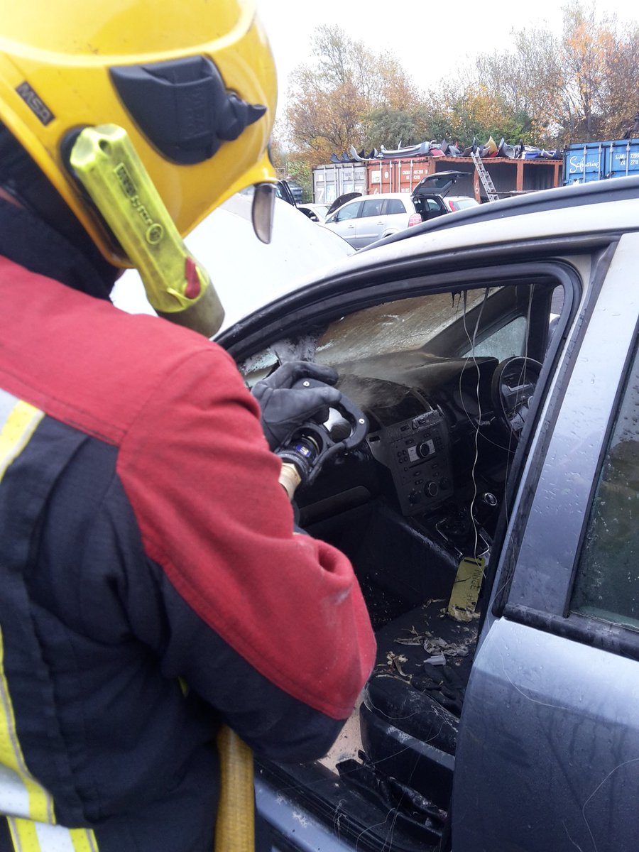 WMFSLadywood's tweet photo. C071 Red Watch called to a car fire caused by an electrical fault. Swift attendance times stopped spread to other vehicles. #under5mins https://t.co/cIWcAQ4aJE