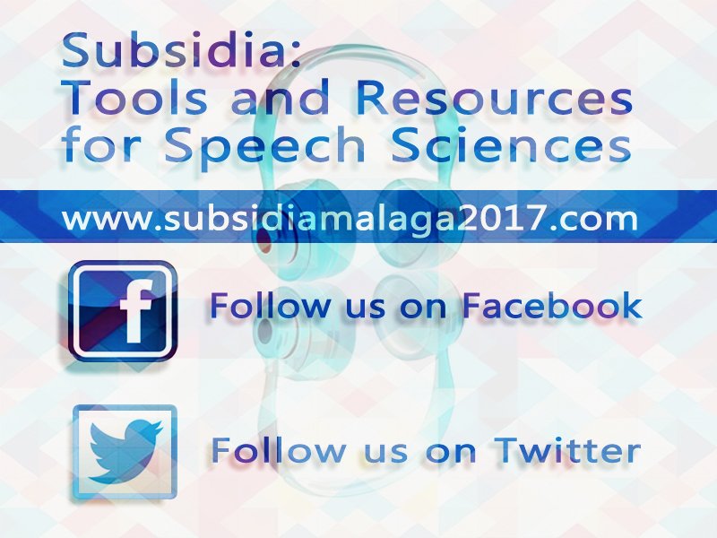 Subsidia_2017's tweet photo. Follow our latest news on Facebook and Twitter
SUBSIDIA: TOOLS AND RESOURCES FOR SPEECH SCIENCES
#Conference #SpeechSciences #Málaga https://t.co/zcUhaoodW9