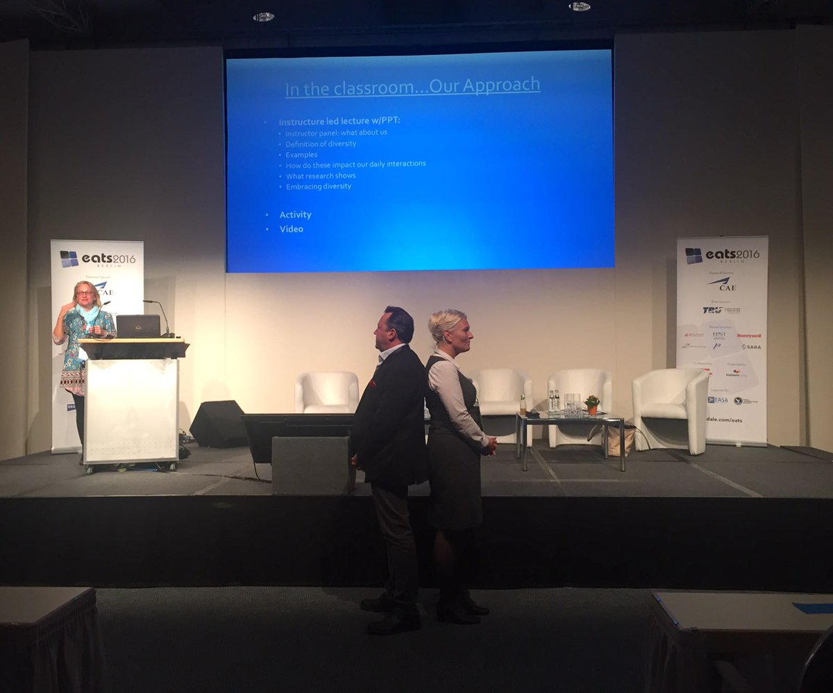 halldalegroup's tweet photo. Michaela Klasner, @GoJet_Airlines speaking about diversity training #eats2016 demo'ing training activity #cabincrew #avgeek https://t.co/zpfv6DwRX7