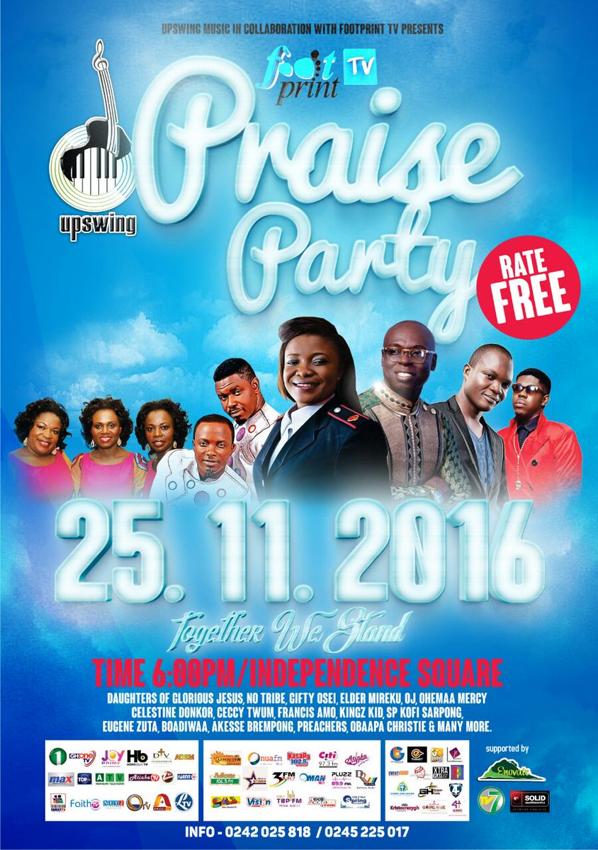 myfootprinttv's tweet photo. Praise Party.

📆 November 25.

Independence Square, Accra.

⌚ 6PM.

It's freeeeeeeeeeeeee! 

#GHPraiseParty 

#myfootprinttv 

#Here2Bless https://t.co/zXq7qVUG1U