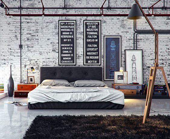 {Idée Déco #12} 👉  La chambre en mode Loft / Industrielle et le classique mur de brique #InteriorDesign #Inspiration
