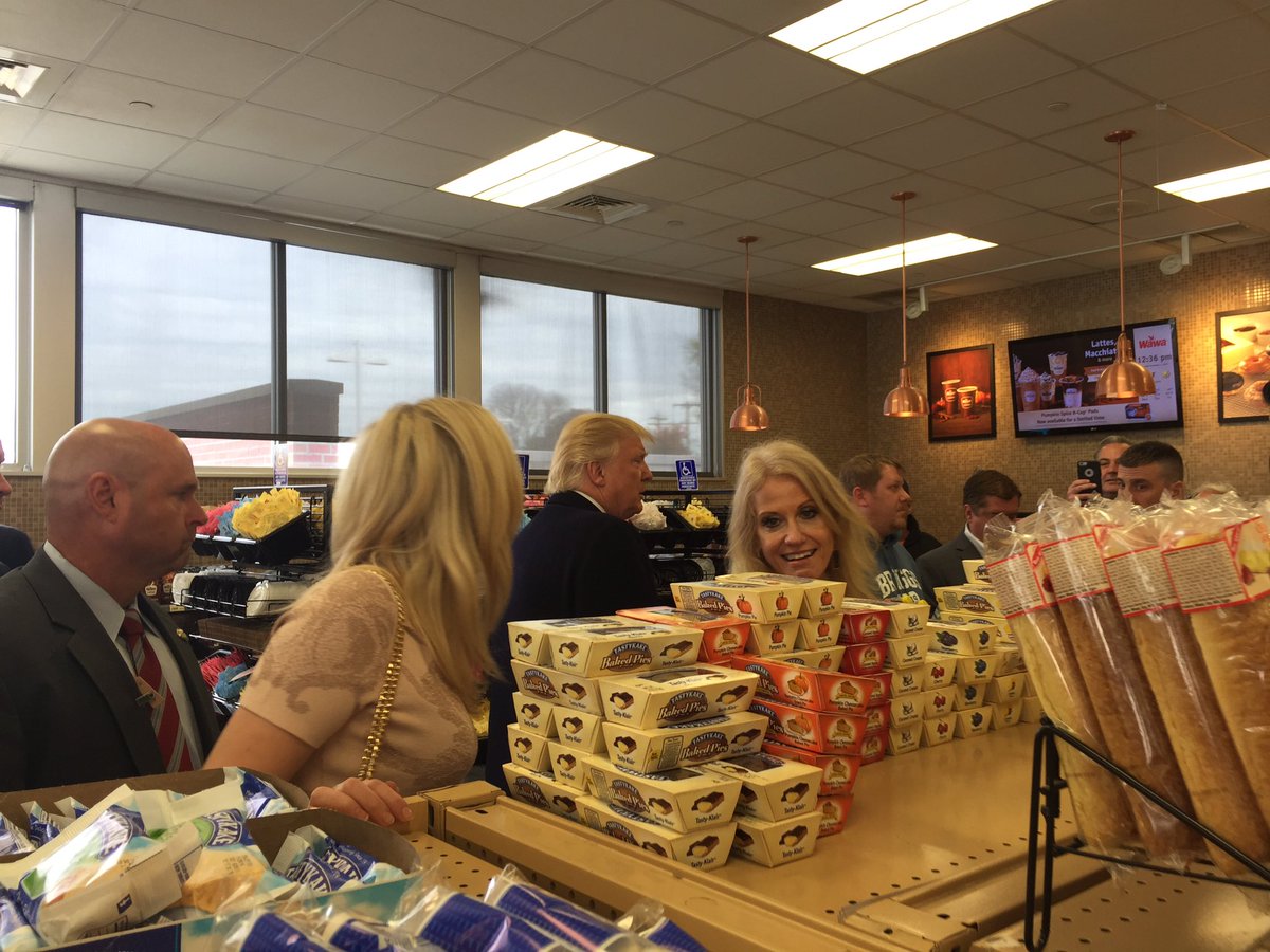 kevcirilli's tweet photo. KING OF PRUSSIA --
Donald Trump at WaWa. They bought TastyCakes. https://t.co/Trehdpxt2G