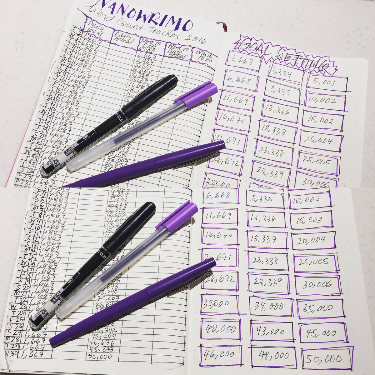 kaemosesxo's tweet image. My #NaNoWriMo2016 word tracker, inspired by @BohoBerry! Have you started writing yet? #wordtracker #bulletjournal #writer #nanowrimo