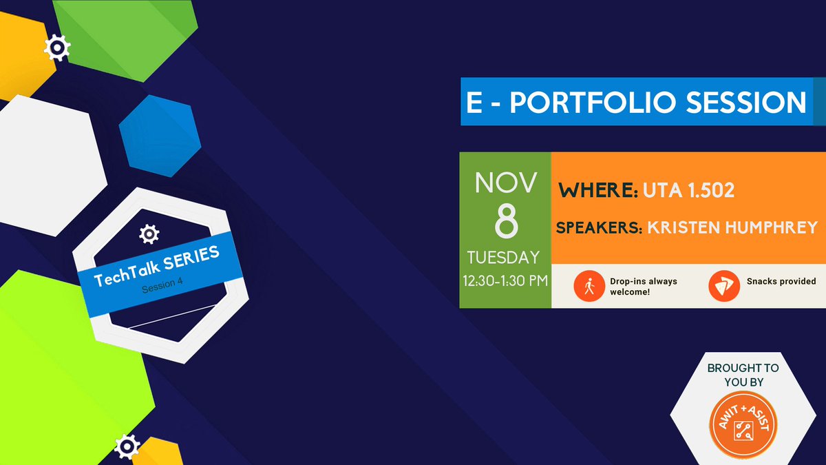 asistUT's tweet photo. Get your questions about e-portfolios answered by our guest speaker, Kristen Humphrey. See you all there! https://t.co/gJtey7ciNM