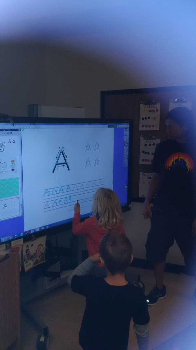 humbercrest's tweet photo. Mr. Chiu's  Kindergarten students printing on their Promethean to strengthen muscles for fine motor development. https://t.co/9PP4N79o93