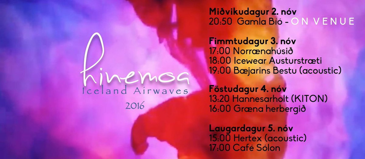 Iceland Airwaves starts tomorrow! We will be playing a lot!
#icelandairwaves