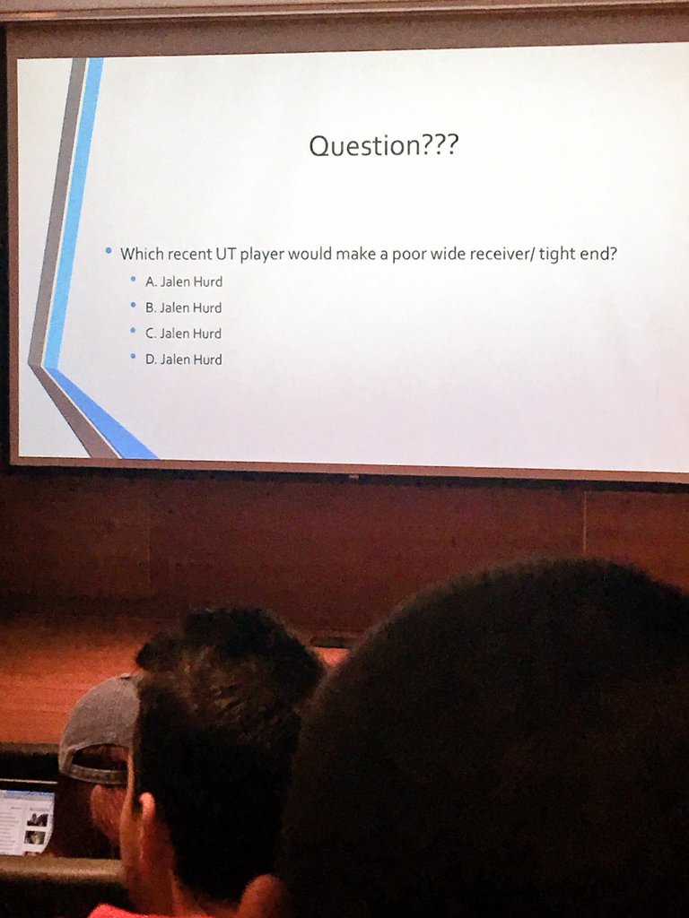 AllanGBell's tweet photo. One professor at Tennessee doesn’t appear to be taking the Jalen Hurd news very well https://t.co/3sOTu2sZps