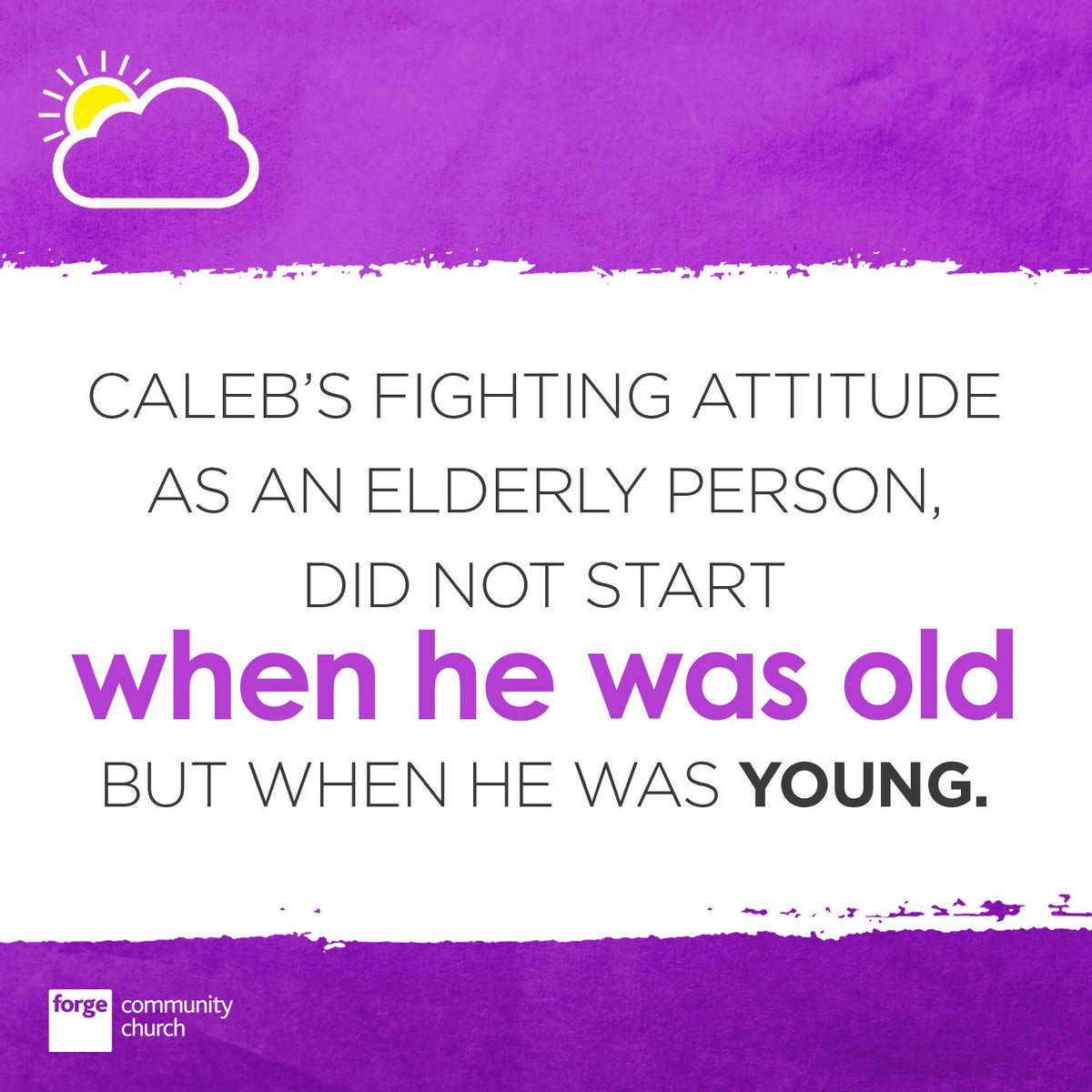 forgechurch's tweet photo. Caleb's fighting attitude as an elderly person, did not start when he was old but when he was young #ForgeEdge https://t.co/EVhYbnVxyt
