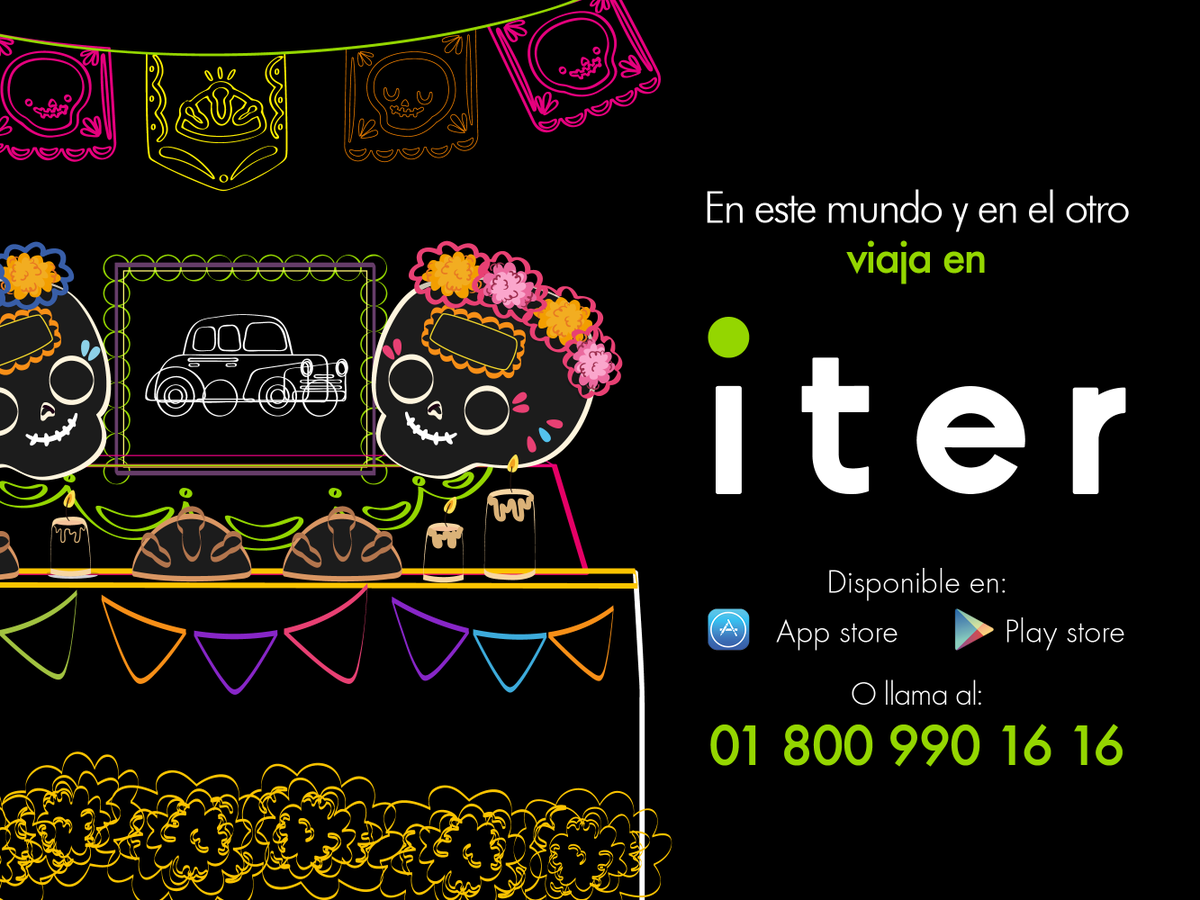 IterAplicacion's tweet photo. #Viajaseguro con #ITER este #Díademuertos #ITERMEXICO
El presente y futuro de la #Movilidad https://t.co/iEuJ7CySjI https://t.co/XP6lUIewcB