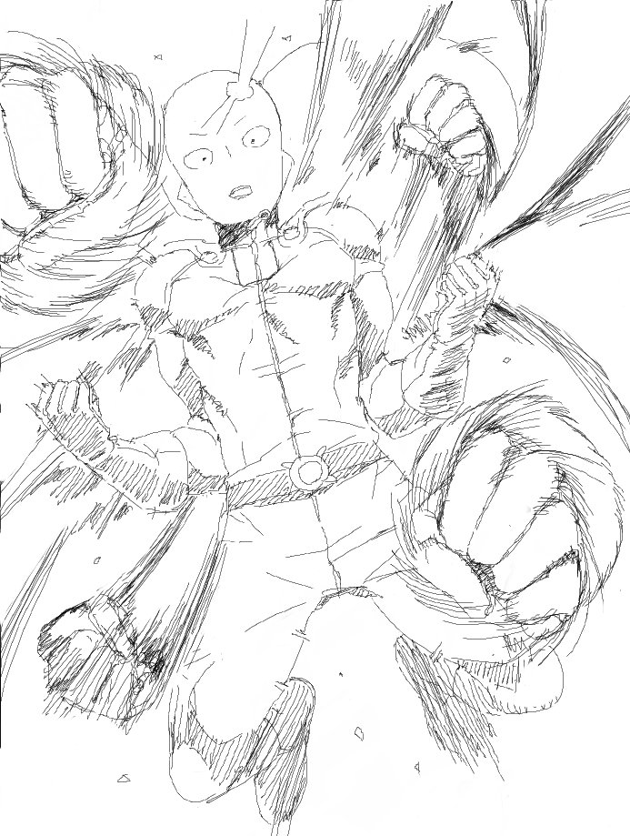 ω・`ア絵チャにてワンパンマン 「連続・・・」「普通のパンチ」 