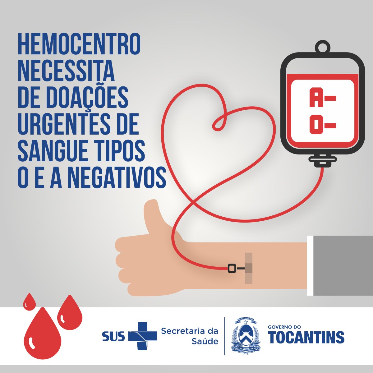 saudetocantins's tweet photo. O Hemocentro está necessitando de doações de sangue tipos O e A negativos (O-, A-). Mais informações pelo 0800 642 8822
#compartilheVide https://t.co/cP58MWbd6l