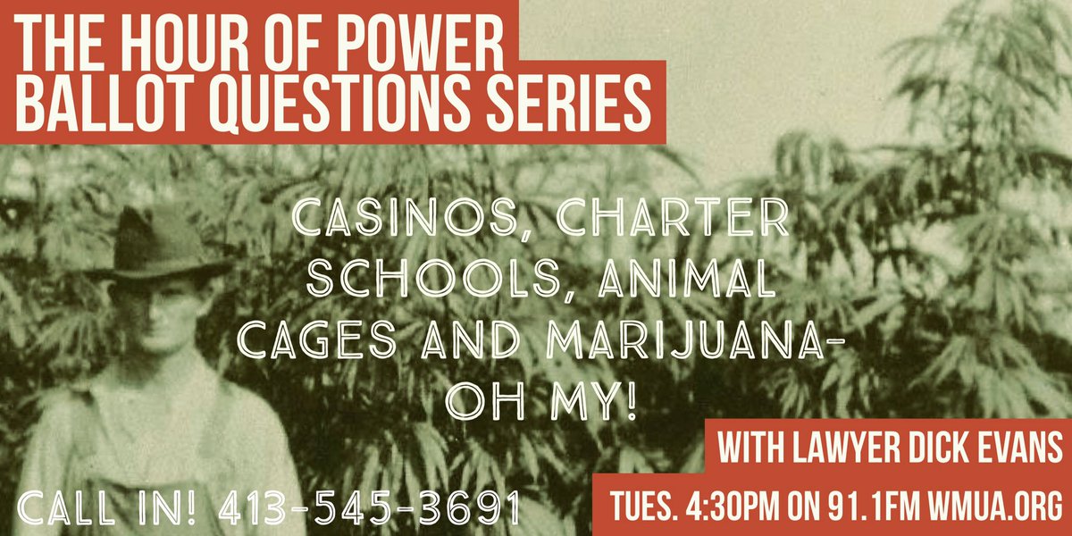 THOPshow's tweet photo. Call in to chime in TODAY 4:30-5:30pm on @WMUA:413-545-3691. We're discussing MA state ballot questions with a local lawyer. #THOP #mapoli https://t.co/4EiaFnlYHI