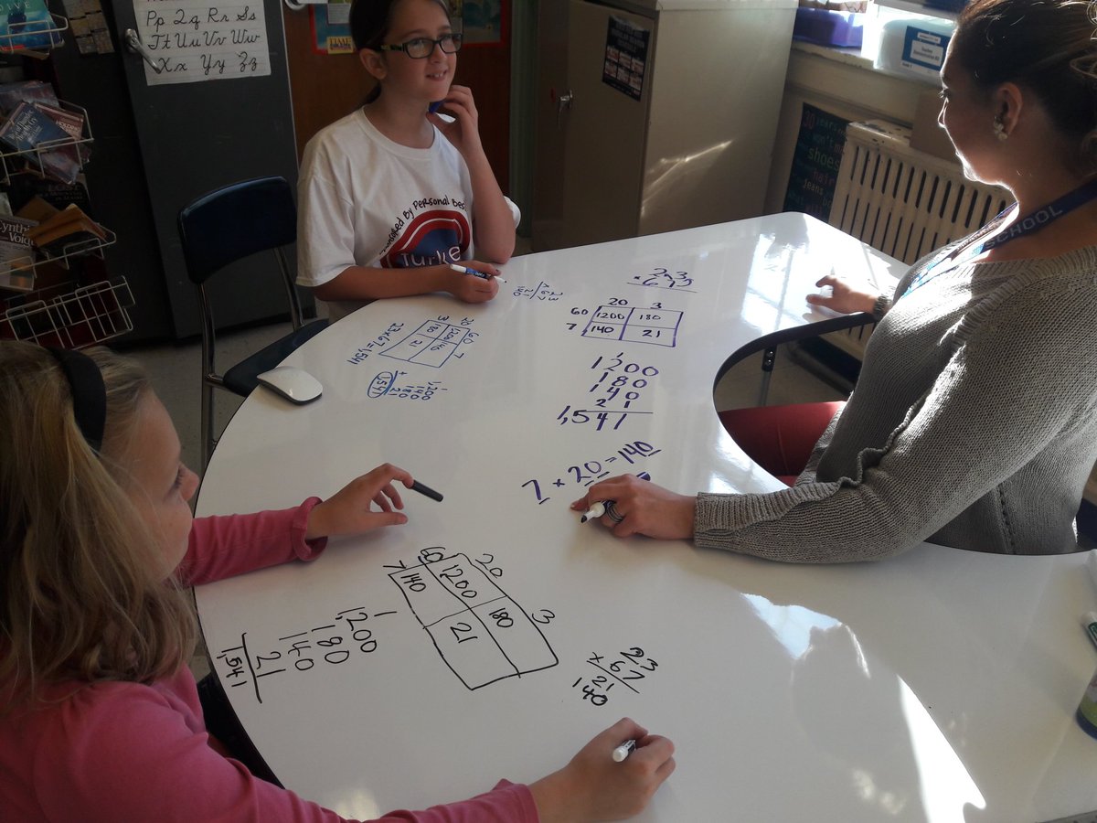coachmace's tweet photo. So excited to use our whiteboard  tables! Today we're learning multiplication. #beproudbedale @medfieldps  @MCPE_Medfield  @julielowerre https://t.co/H7G147jGM0
