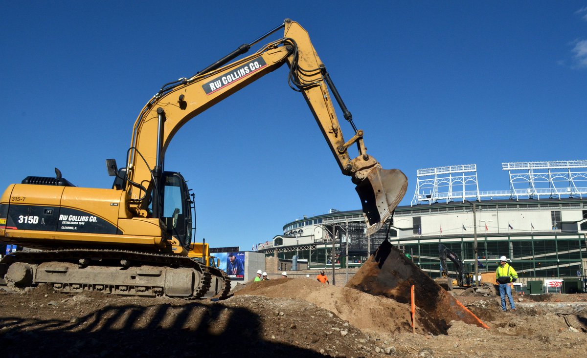 RWCollinsCo's tweet photo. "It's a beautiful day for baseball!" (And #tankremoval!) #WorldSeries #Game6 #HarryCaray #HolyCow #GoCubsGo #CanYouDigIt https://t.co/QtV7cBCbad